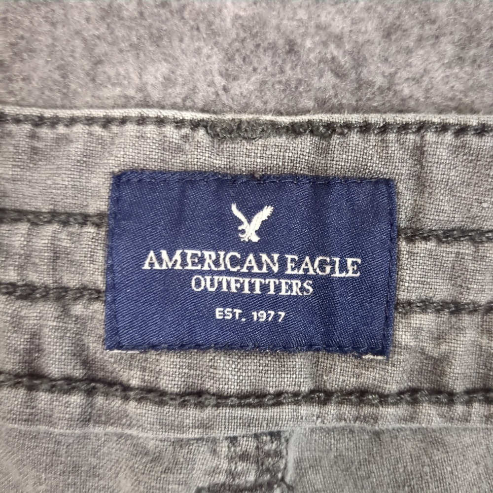 American Eagle Gray Linen Blend Jogger Pants Womens 12 Short Utility Zip Cuff - Picture 9 of 15